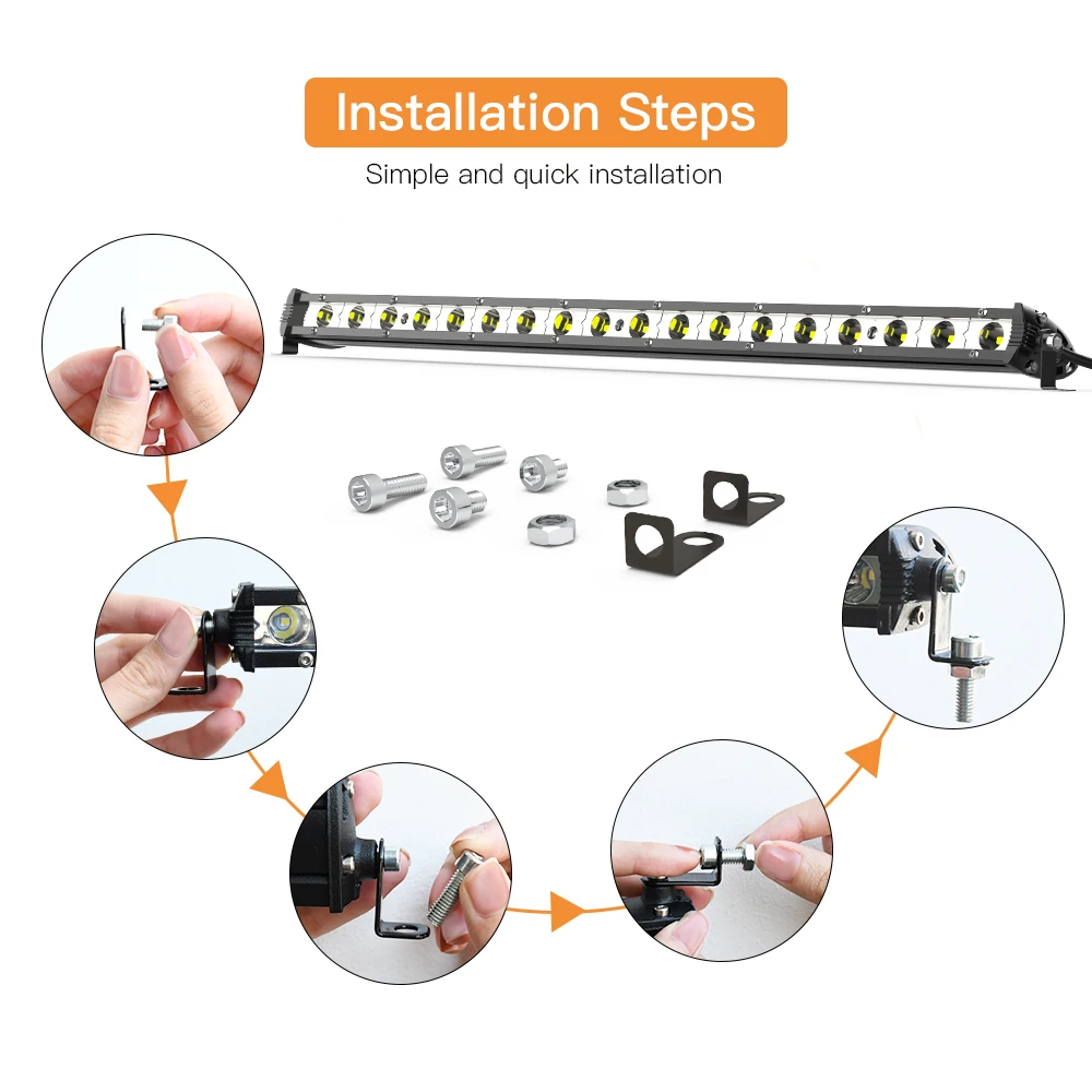 7/13/21inch Led Work Light Bar for Car Spotlights Flood Spot DRL Hi/Lo Beam 30