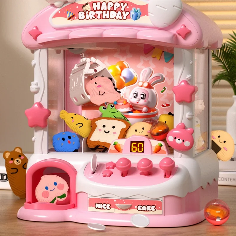 Children Mini Claw Machine Toy for Kids Cartoon Rabbit Automatic Coin Operated Play Game Crane Doll Machines Girls Birthday Gift 3