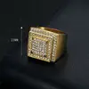 HIP hop Signet Ring for Men, gold color Square Top Stainless Steel rhinestone Finger Band, Gothic Punk Rock Boy Stamp Rings 3