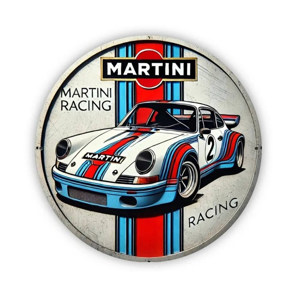Martini Racing Metal Sign - Stylish Foil Engraved Wall Art for Home Decor Enthusiasts
