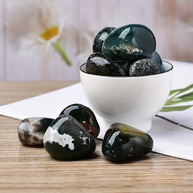 50g Moss Agate Tumble Minerals Specimen Stone Aquarium Home Decor decorative stones,tumbled stones,tumbled agates