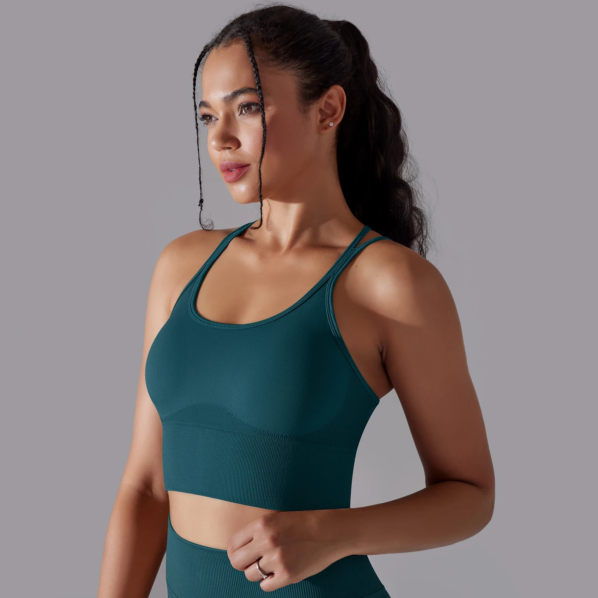 Women Crossover Back Sports Bra Front View