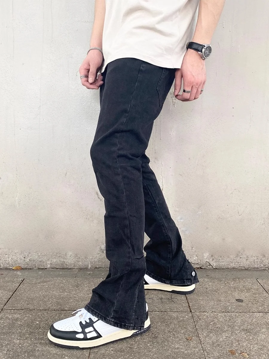 Fashion 2024 Spring Jeans High Street Slimming Trendy Jeans Men Fashion Denim Pants Elastic Slim-Fit Straight Denim Trousers