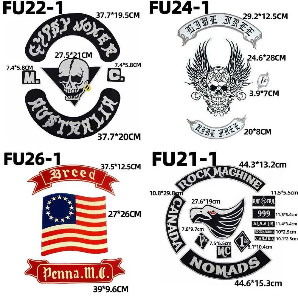 Fu21-Fu27 Rock Maghine Canada Nomad Biker Patch Supporto Ricamato Biker Patch Badge