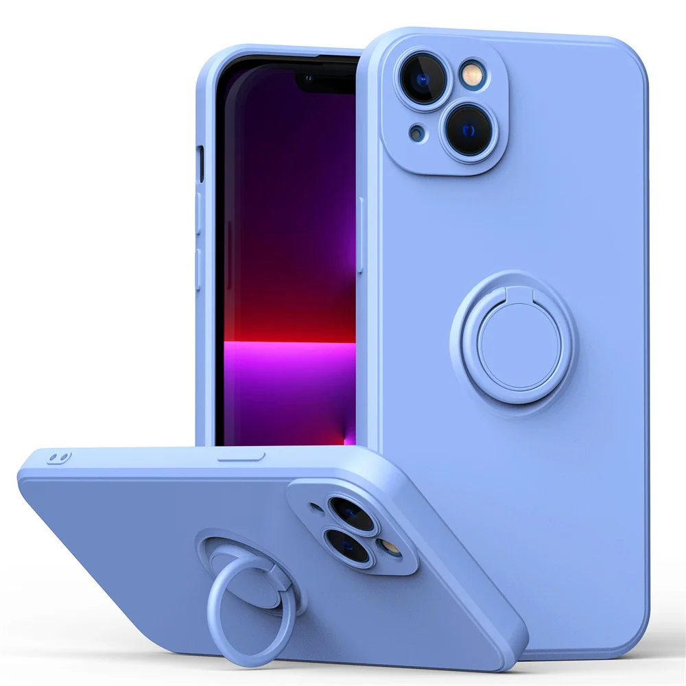 Premium Liquid Silicone Magnetic Case with Ring Holder - Soft Cover