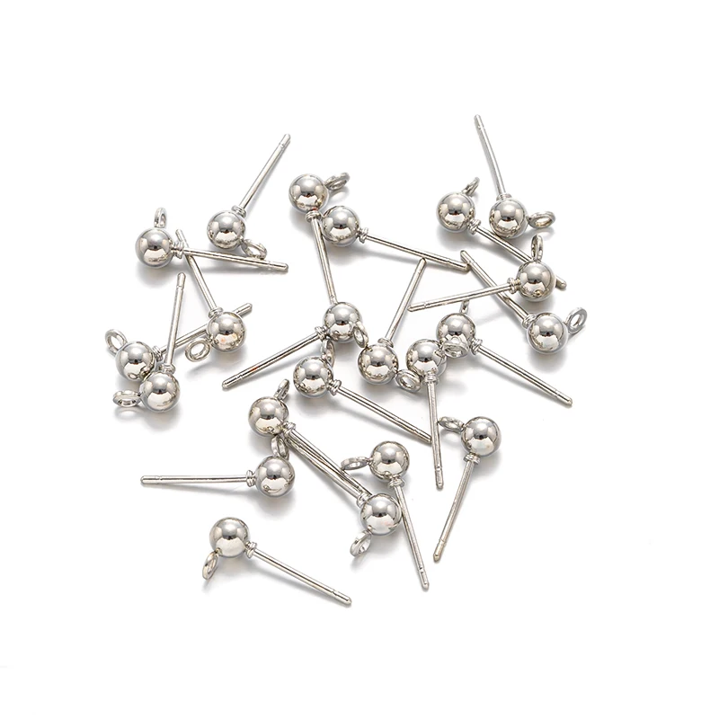50Pcs 3/4/5mm Gold Silber Ohrring Pin mit Loch Ball Ohr Haken Mit Sling Nadel für DIY Schmuck Machen Erkenntnisse Zubehör – Detail 3