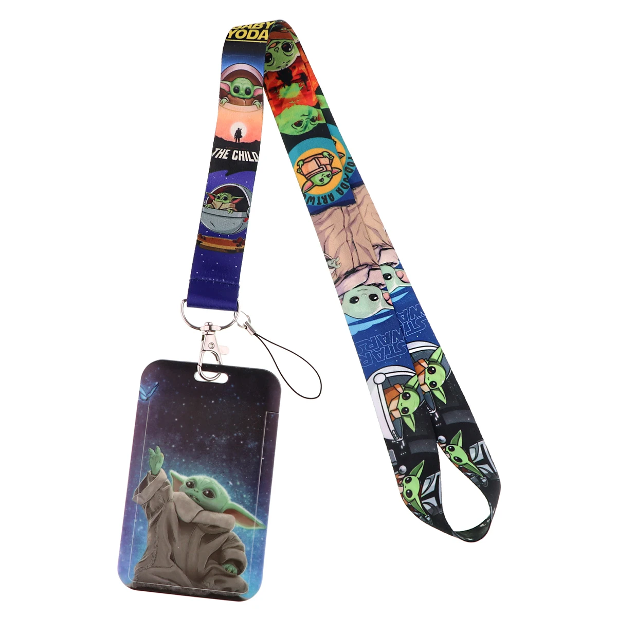 Cute Grogu Cordino Portachiavi Id Carta Di Credito Cover Pass Cellulare Cinghie Al Collo Porta Badge Accessori Per Portachiavi