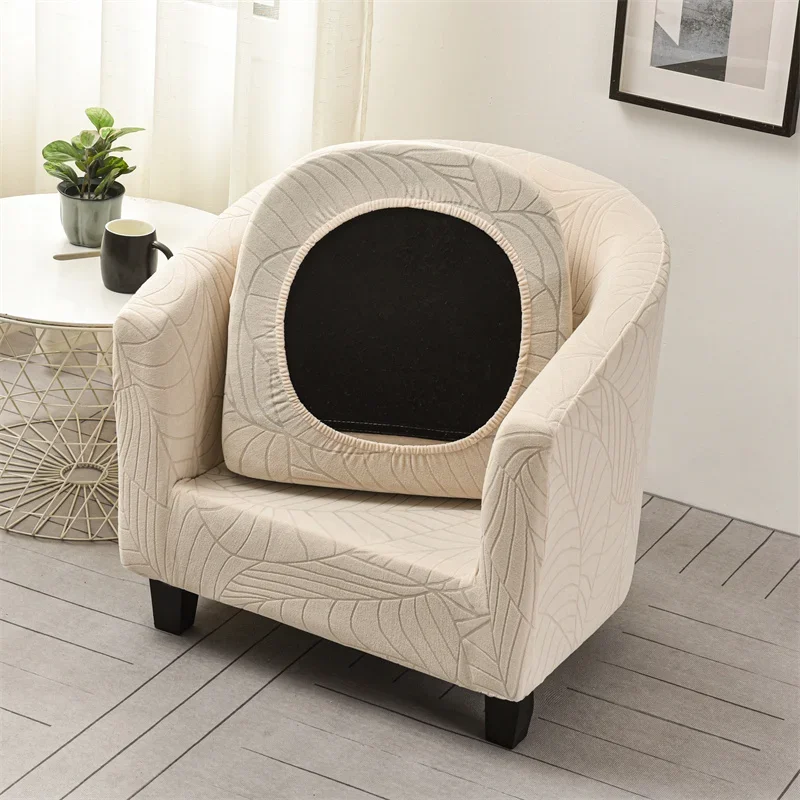 Jacquard Tub Chair Cover for Living Room Spandex Club Armchair Slipcovers Elastic Single Sofa Covers with Seat Cover Home Bar