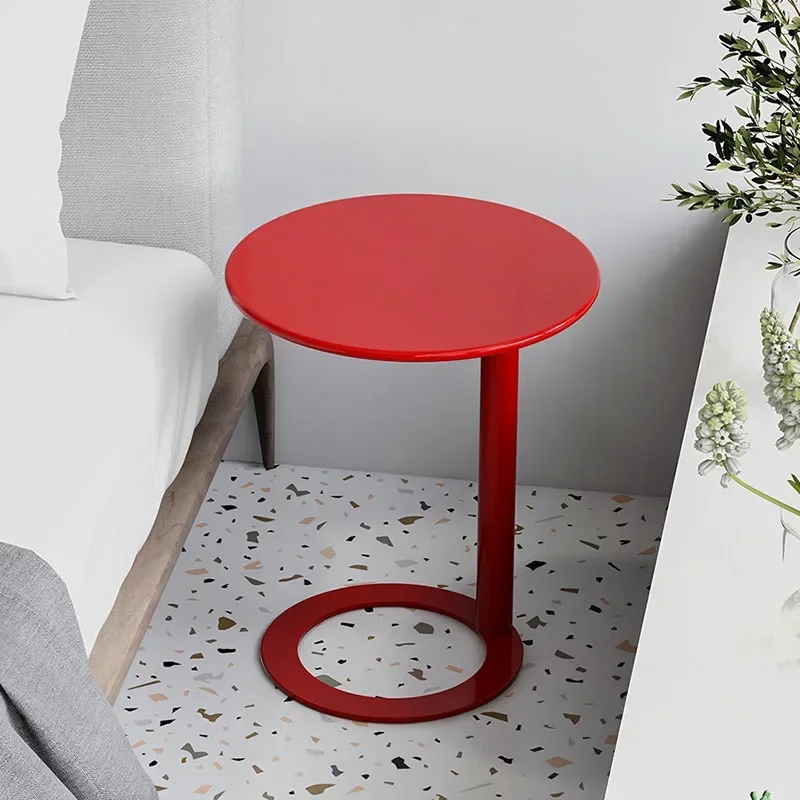 

Маленький кофейный столик-поднос, дизайнерский простой мобильный круглый боковой столик, роскошный современный стиль, искусственная кожа