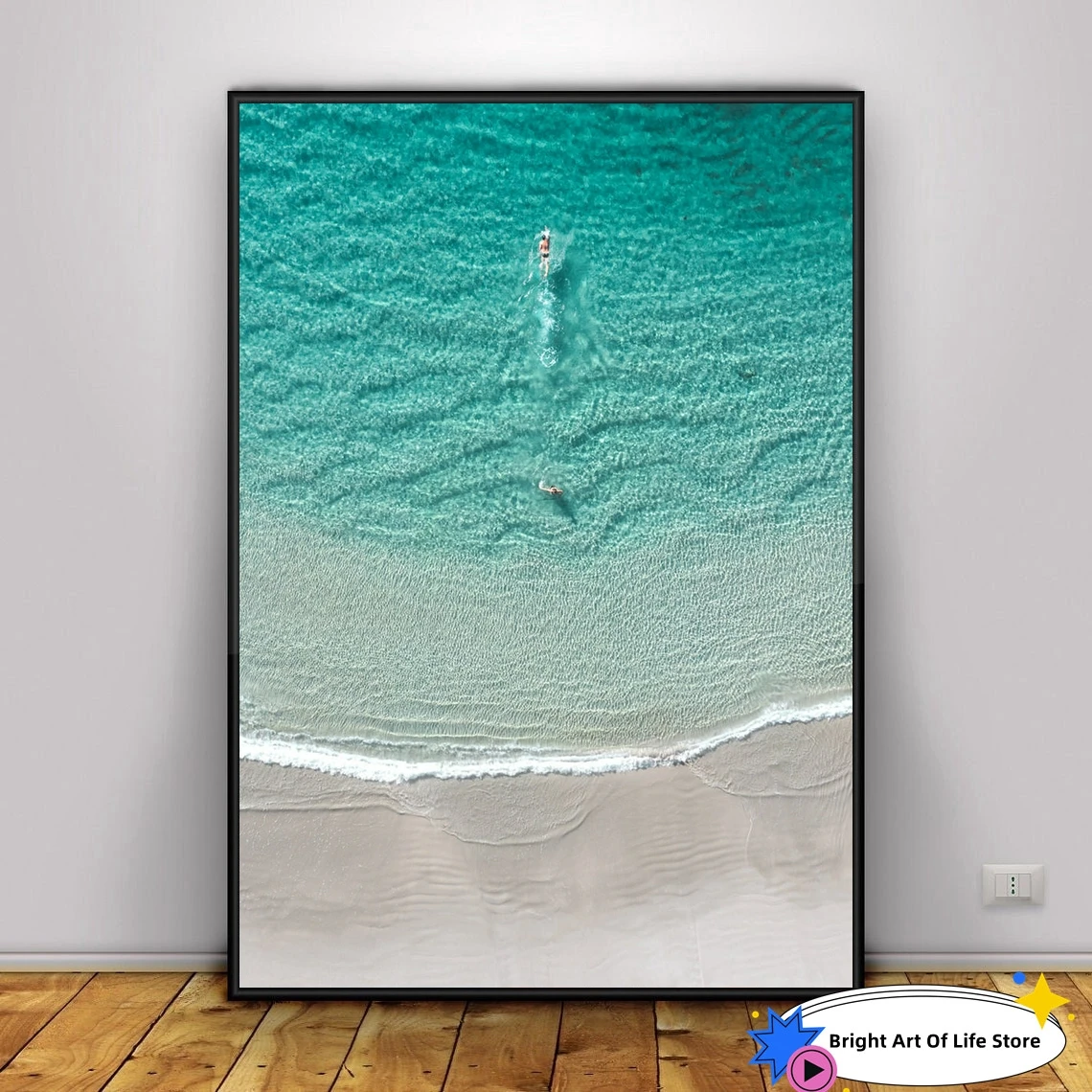 

Swimming Away Ocean Art Print, Blue Ocean Poster, Swimmer In Ocean Print, Australia Poster Home Decor Poster