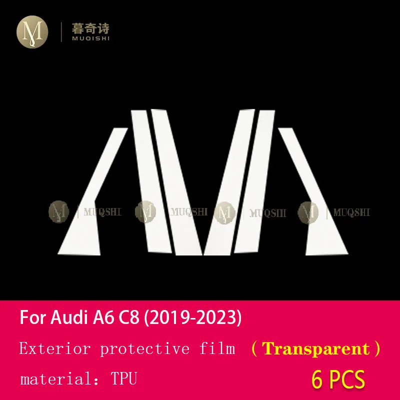 Für audi a6 c8 2019-2023car außen auto fensters äule kratz feste tpu schutz  folie kratz feste reparatur folie zubehör ppf