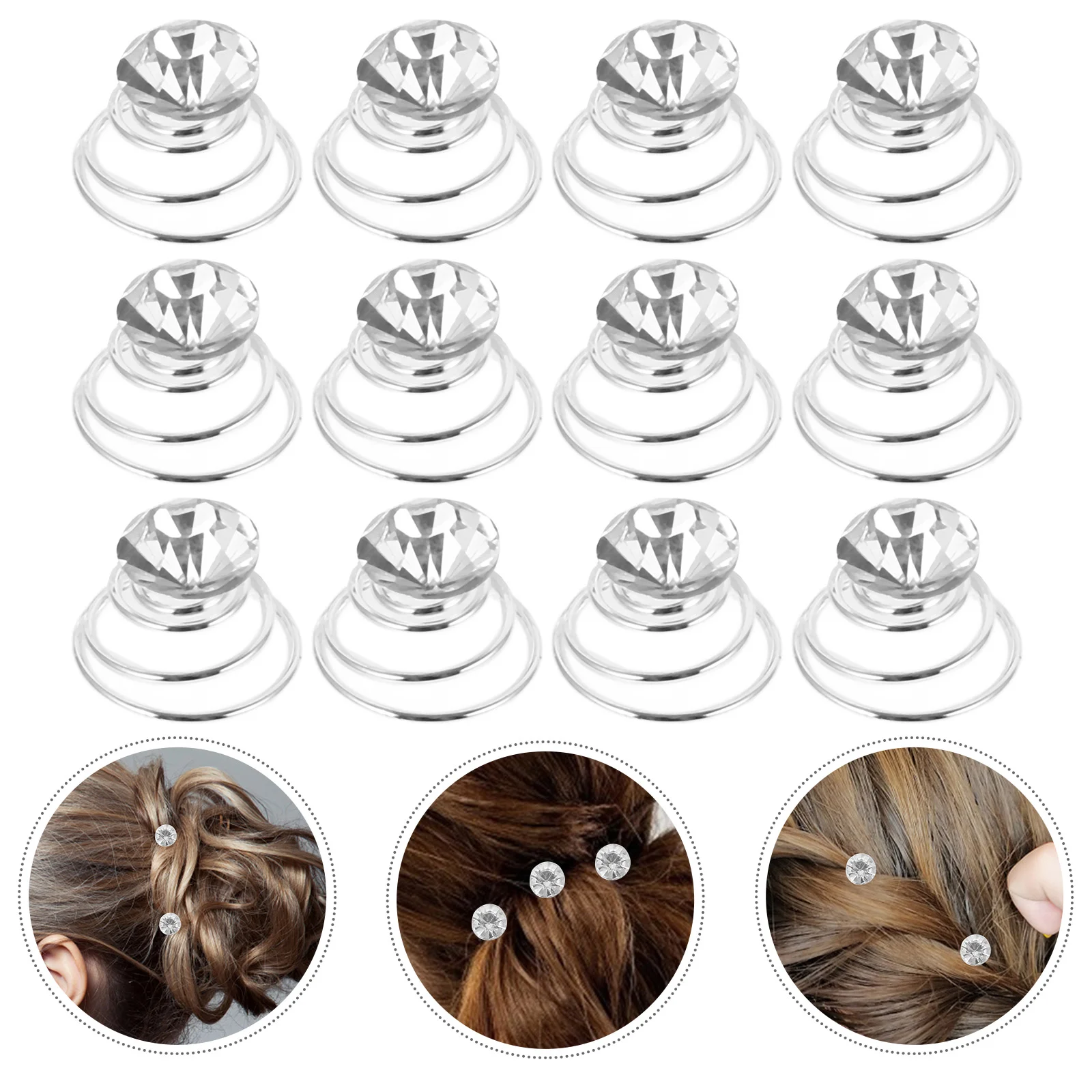 

12 Pcs Hair Accessories Pearl Miss Women's Rhinestone Bridal Hairpin Wedding Decor Coil Spiral