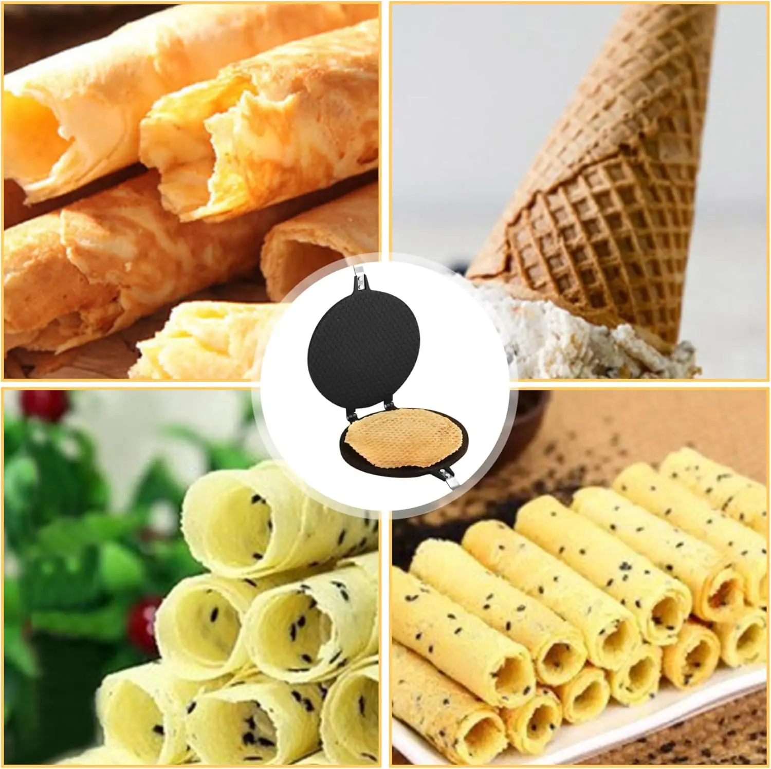 Egg Roll Machine Pancake Pan Crispy Fried Egg Pan Egg Cone Household Non-stick Egg Roll Press Biscuit Baking Tray Baking Mold 3