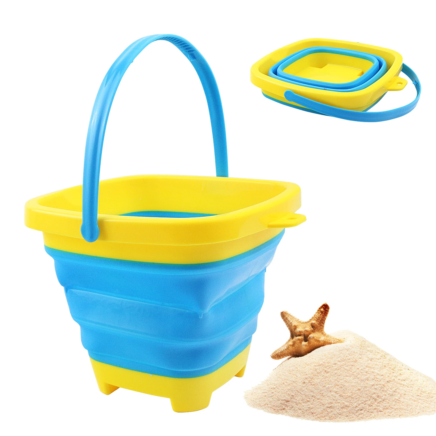 Foldable Silicone Bucket Beach Toys Summer Sand Playing