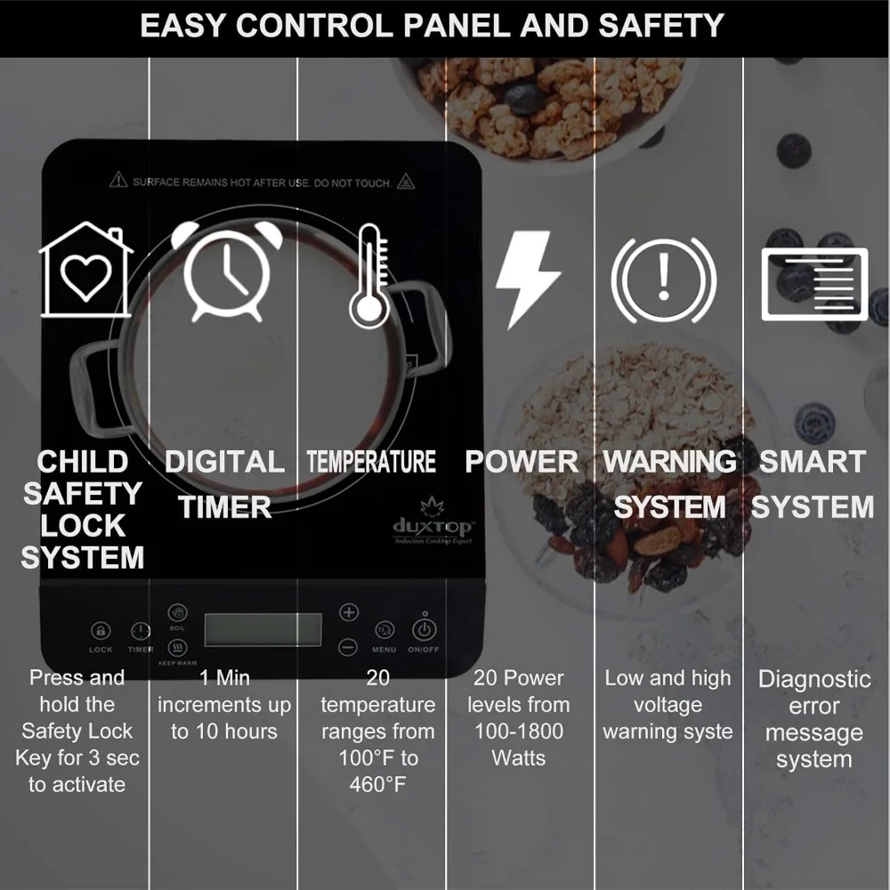 Portable Induction Cooktop, Countertop Burner Induction Hot Plate with LCD Sensor Touch 1800 Watts