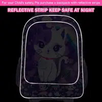3PCS Rolling Backpack for Girls Kids Roller Wheels Bookbag with Lunch Bag Purple Cat Pattern Design Glow-in-the-Dark Function 6