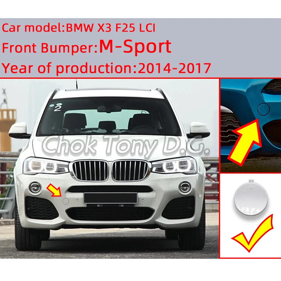 Auto Parts Front Rear Bumper Towing Hook Cover For BMW X3 F25/LCI M-Sport 2010-2017 Hauling Trailer Shell Bumper Decoration Cap 2