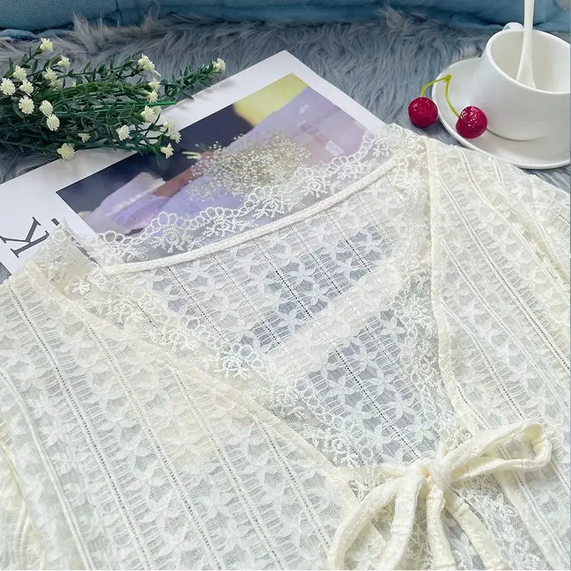 여성용 긴팔 볼레로 레이스 슈러그 단색 오픈 프론트 크롭 가디건 탑, 슬림핏 바디콘, 자외선 차단 암 커버 재킷