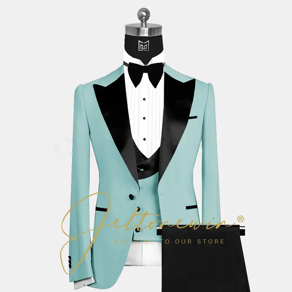 

Blazer Sets (Jackets+Vest+Pants) Men Business Blazers Male Slim 3 Piece Suit Man Plaid Groom Dress Wedding Suits For Men