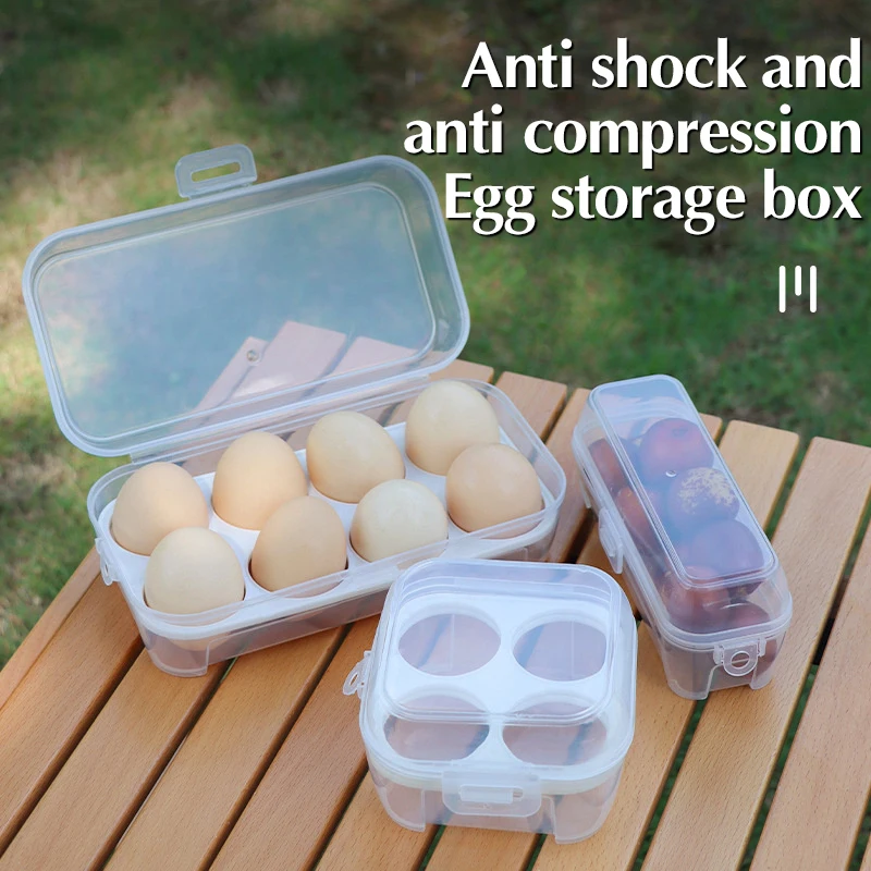 Egg Box 3/4/8 Grids Egg Holder Container For Outdoor Camping Picnic Eggs Box Case Anti-fall Storage Boxes Kitchen Organizer