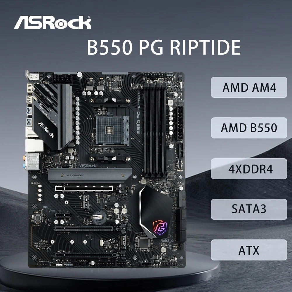 ASRock B550 PG RIPTIDE Motherboard Support R7 5700X 5700x3D