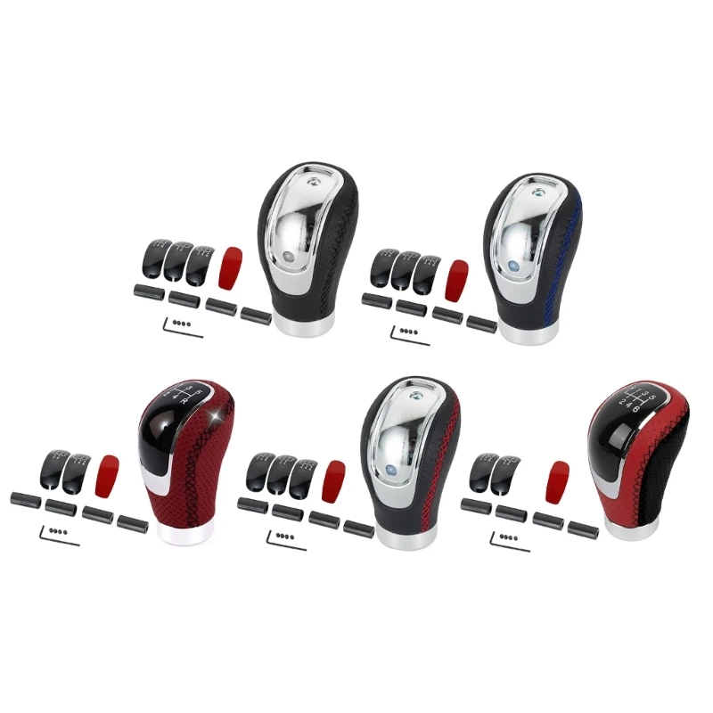 

094D Leather Gear Shifts Lever Shifter Knob Gearstick Handball Handle Accessories Compatible for 5/6 Speed Transmission