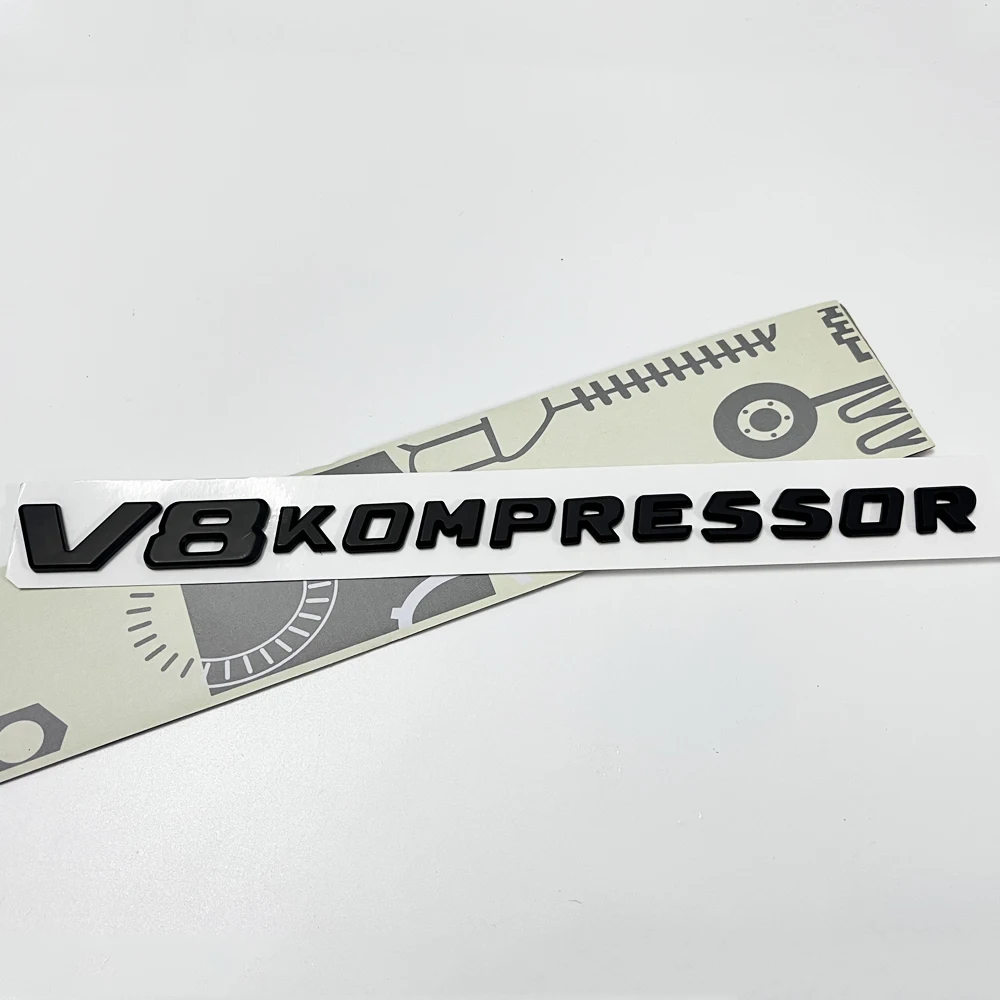 1X V8 Kompressor Lettering Badge Per Auto Adesivo Nero Opaco Per Mercedes Benz