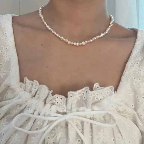 

Ювелирные изделия из жемчуга АА уникального дизайна, ожерелье из натурального Пресноводного Жемчуга 5 мм в стиле барокко, очаровательный подарок для женщин на свадьбу, день рождения