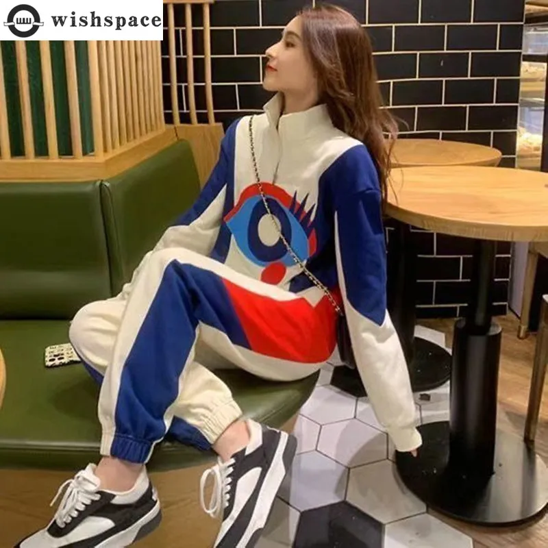 Women's Sports Suit 2022 Korean Version Spring and Autumn New Casual Fashion Western-style Top Trousers Age Reduction Two-piece 2023 denim women s trousers summer white commuter new korean version high waist loose versatile straight drape wide leg mo