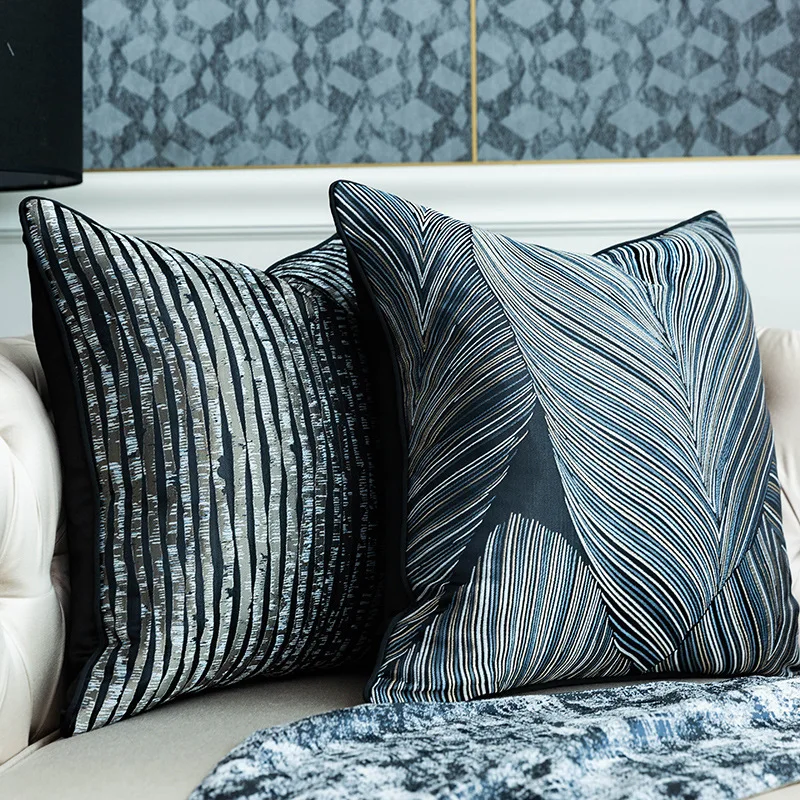 Juste de coussin Jacquard géométrique de haute précision, taie d'oreiller décorative pour la maison, salon, canapé, noir, gris, beige