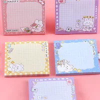 Self-adhesive Cute Kawaii Girl Bunny Grid Sticky Notes Plaid Memo Pad Post Notepad Stationery Index Tab Check List To Do Planner 2