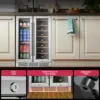 Beverage Refrigerator, Dual Zone Wine Cooler with Glass Door, Hold 88 Cans & 21 Bottles, Built in or Freestanding Under Counter 5