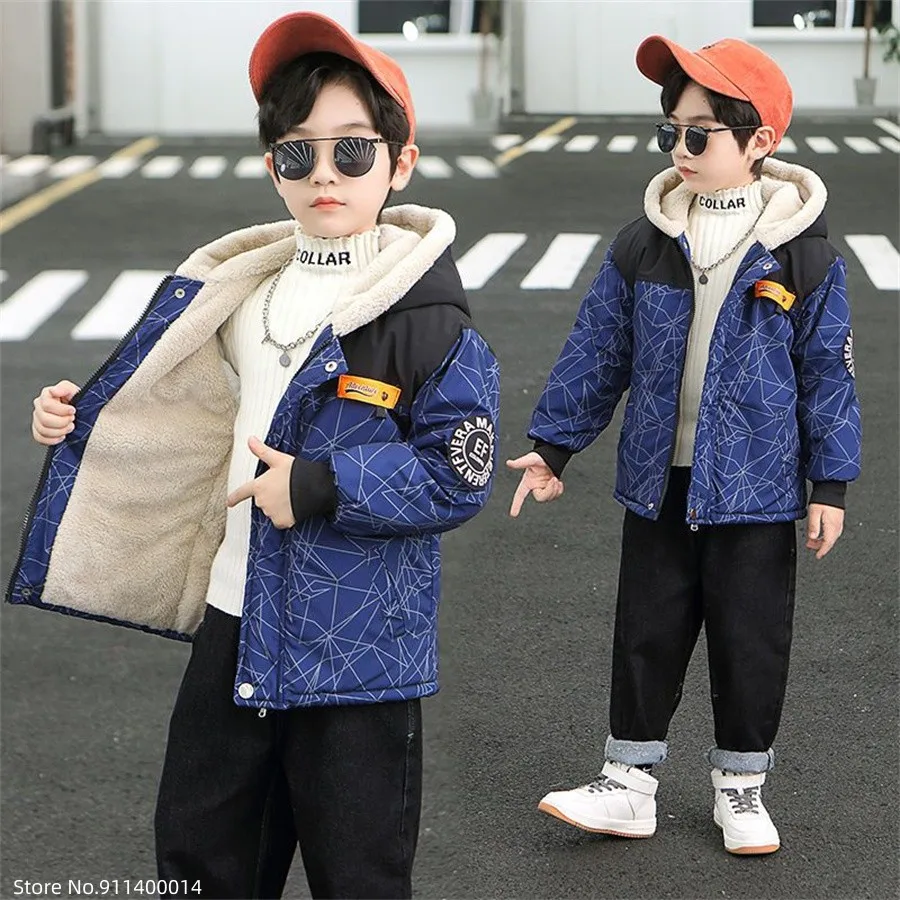 

Boys Coat Jacket Outwear Tops Cotton 2022 Fashion Thicken Plus Velvet Winter Autumn Plus Size Overcoat Children's Clothes