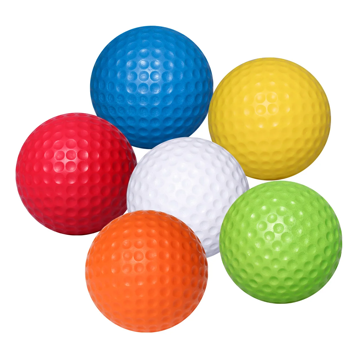 6pcs Flexible Practice Balls PU Golfballs Training Ball (White + Yellow + Blue + Red + Orange + Green)