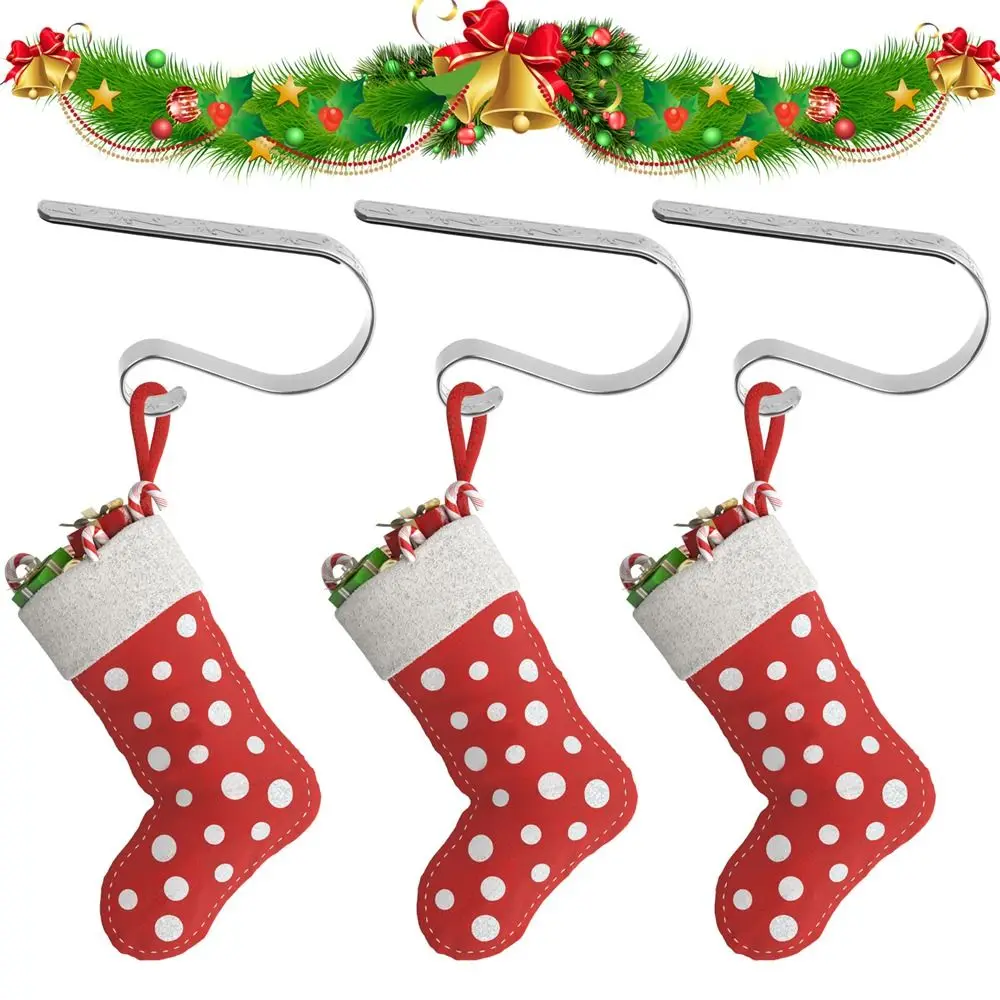 Clip Christmas Stocking Holders Metal Set Christmas Stocking Hangers Home Decoration Mantel Hangers
