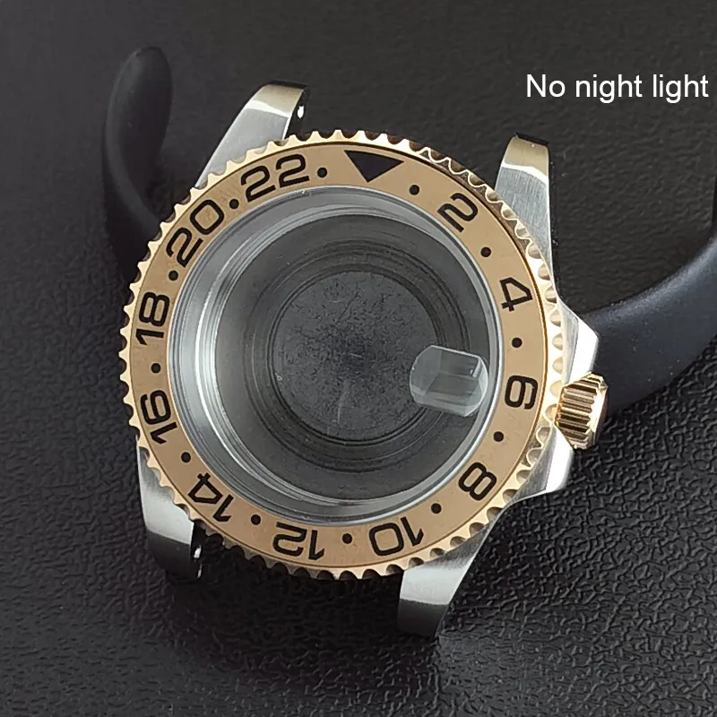 40MM Sapphire Glass GMT Bidirectional Rotation Watch Case with Accessories