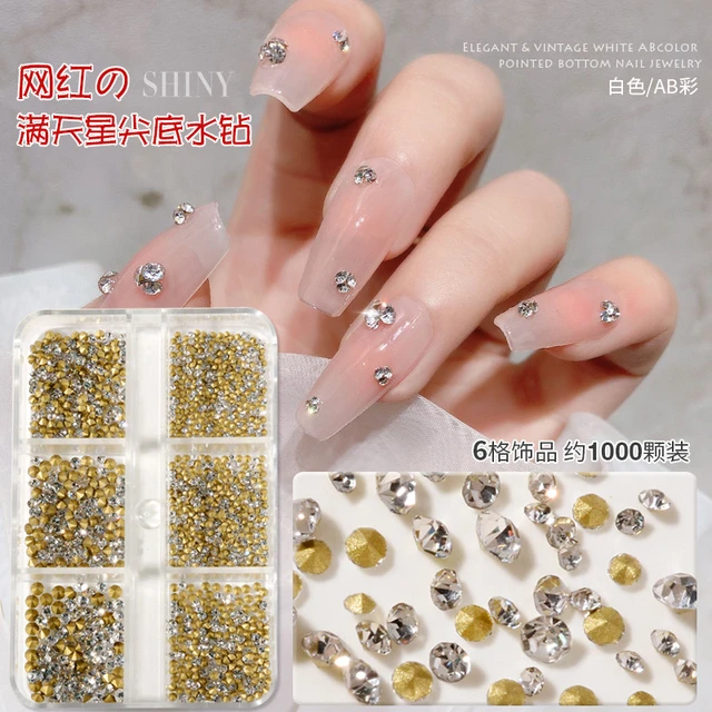 1440pcs Nail Crystals Rhinestones Non HotFix Flatback Charms Nail Art  Decoration Clear/AB DIY Shiny Glass Gems Manicure SS3-SS16 - AliExpress