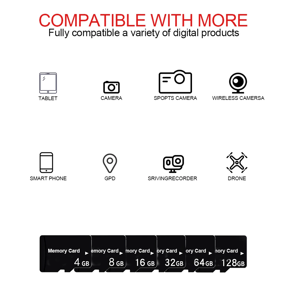 10 개/몫 미니 TF SD 메모리 카드 128GB 64GB 32GB 16GB 8GB 고속 플래시 TF SD 카드 128 64 32 16 8GB TF SD 카드 플래시 카드