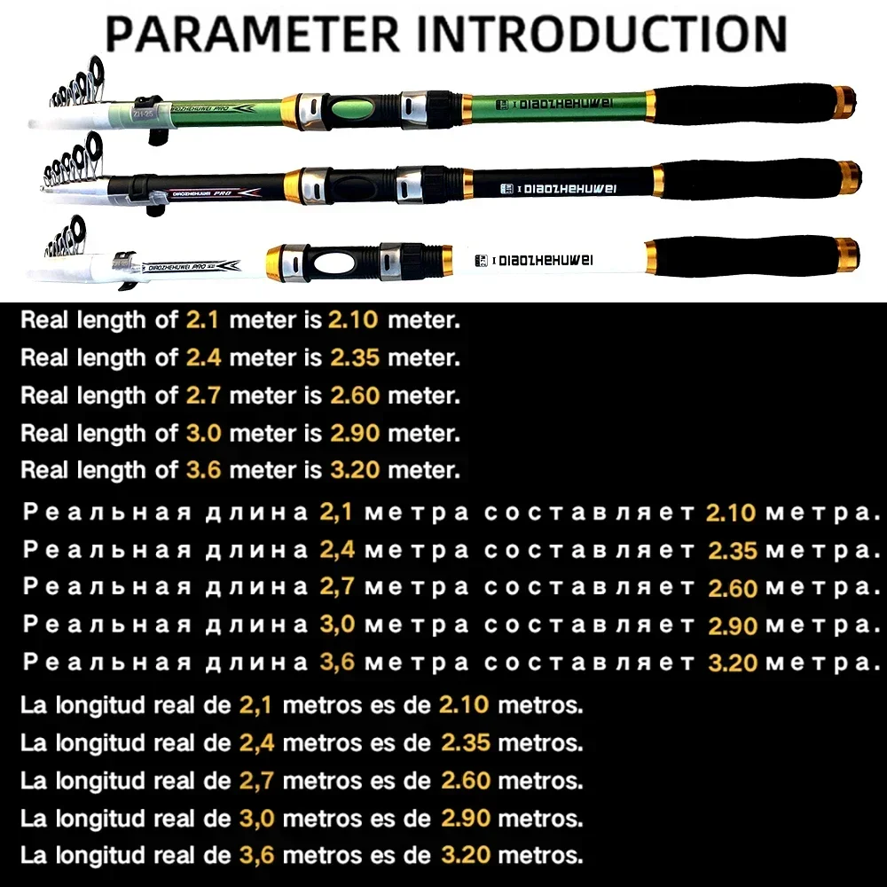 Fishing rod 2.1M-3.6M Carp Fishing Rod Feeder Hard FRP Carbon Fiber Telescopic Fishing Rod Pole