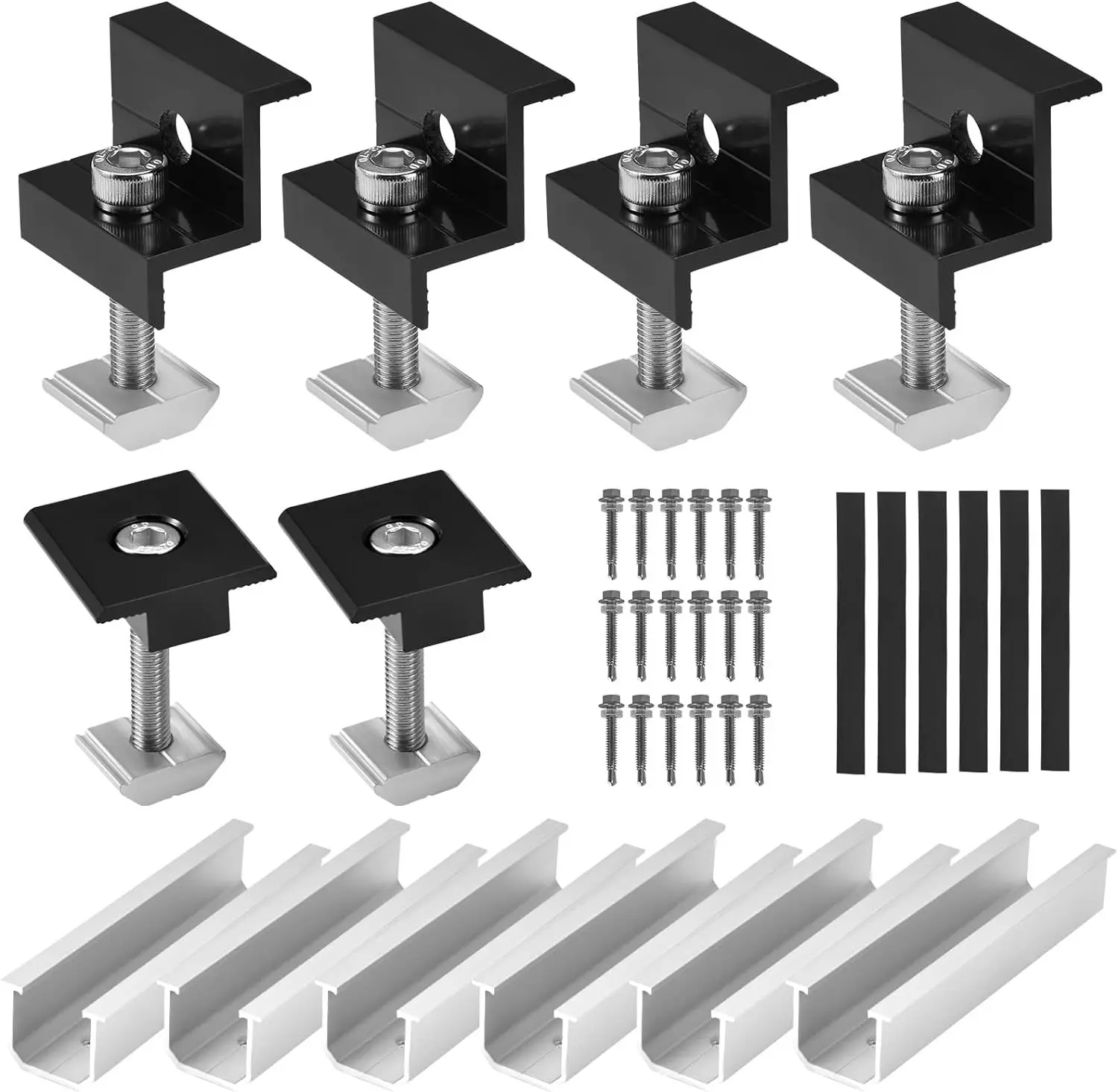 Kit de Suporte do Painel Solar em Forma de u Trilho de Montagem de Alumínio Conector para Telhado Plano Telhado em Telhados 12cm Peças por Conjunto