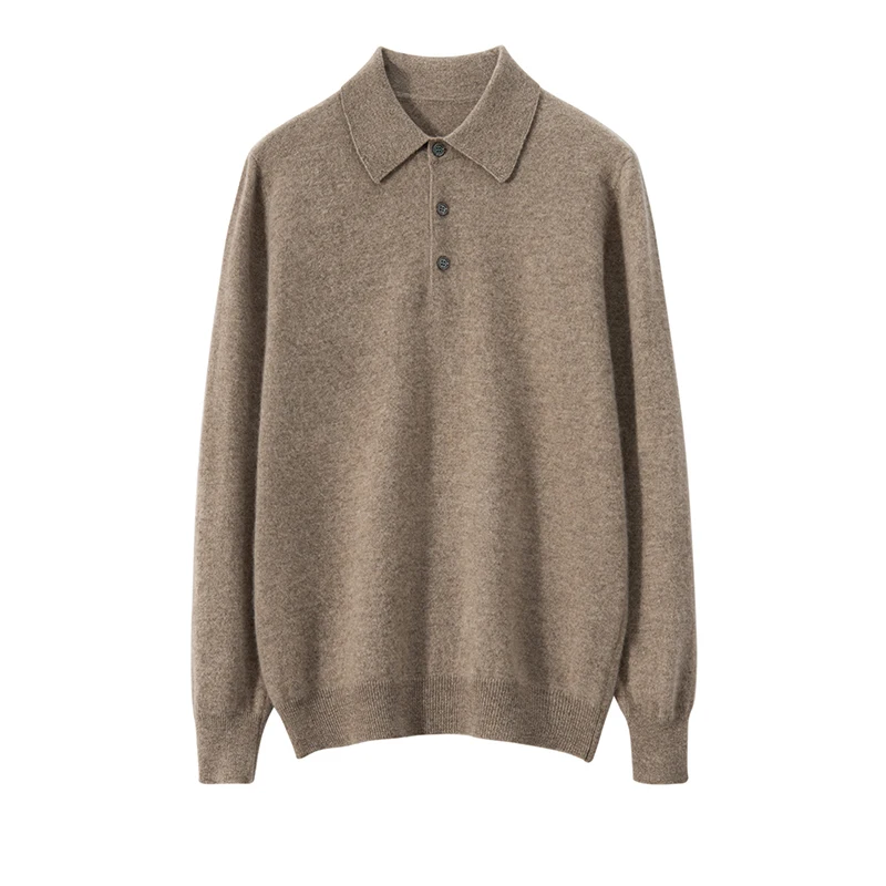 

Autumn And Winter New Polo Cashmere Sweater Men's Pullover Long Sleeve Business Casual Knitting Warm Bottoming Cashmere Top.