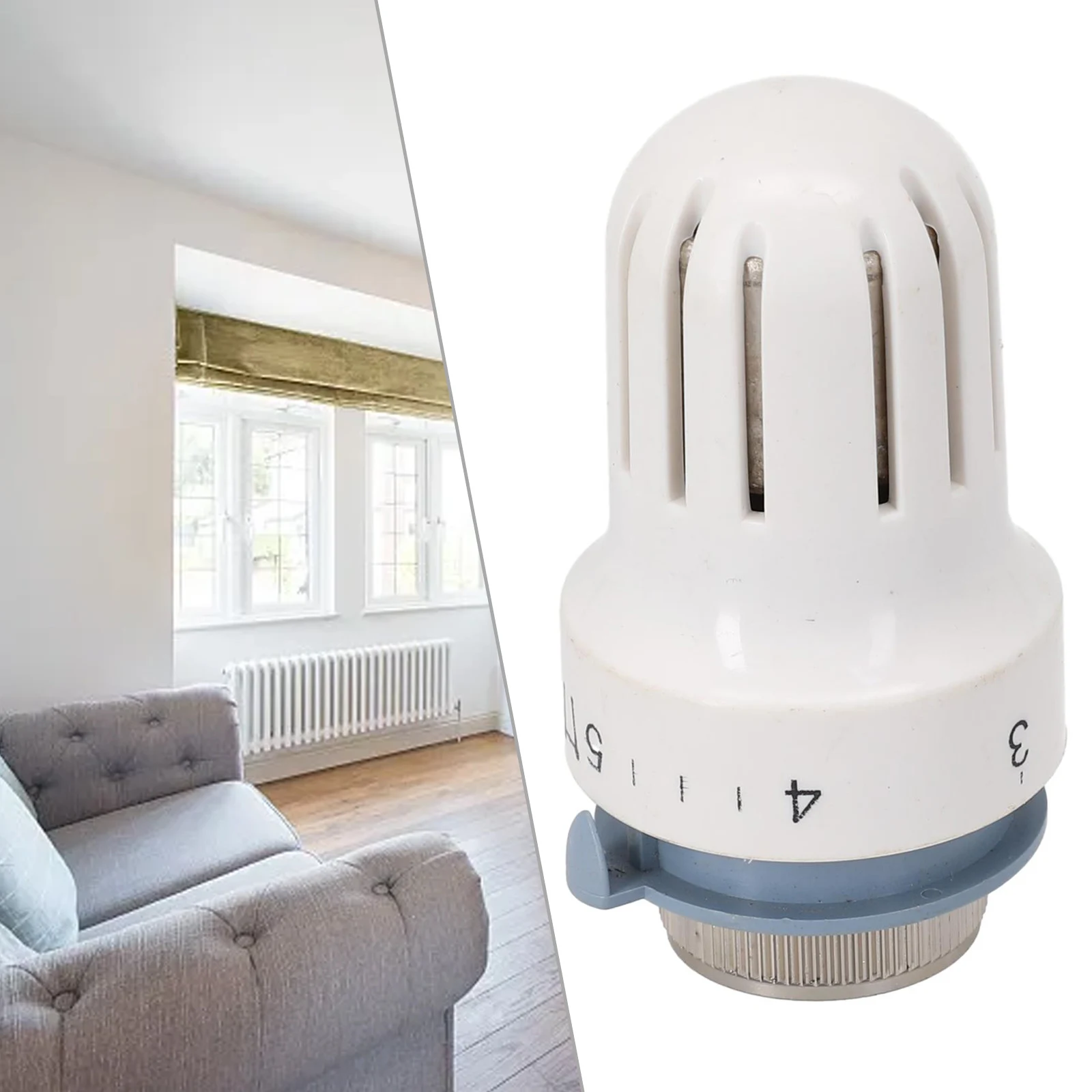 

1pc Radiator Thermostatic Head Heater White Control Thermostat With M30x1.5 Threaded Connections Heating Valve Accessories