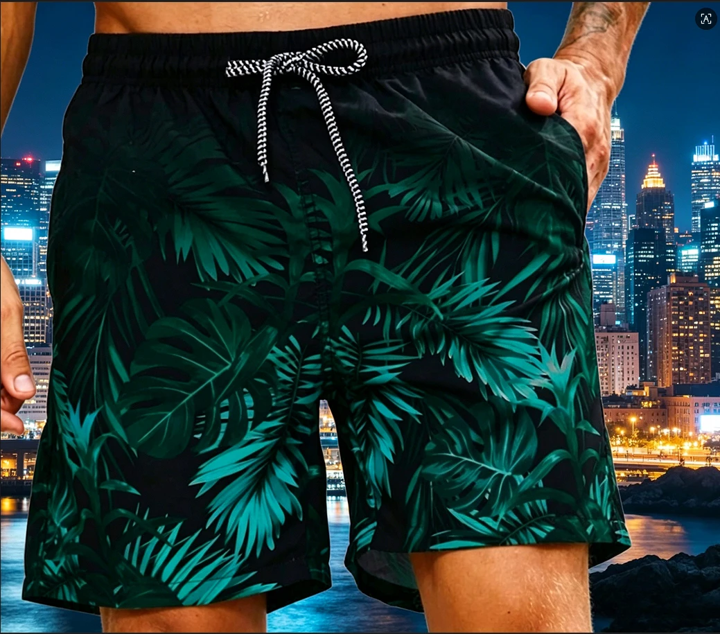 3D-gedrucktes Palmblattmuster, Sport, schnell trocknend, Breatha, Herren, Sommer, hawaiianische Strandshorts, Outdoor-Streetwear, lässige Mode, Harajuku