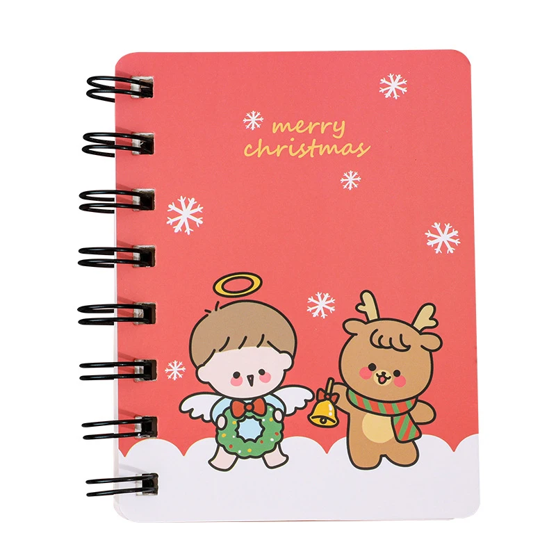 

80 Sheets/book Cute Cartoon Christmas Claus Elk Snowman Portable Coil Notebook School Office Supplies Kids Stationery