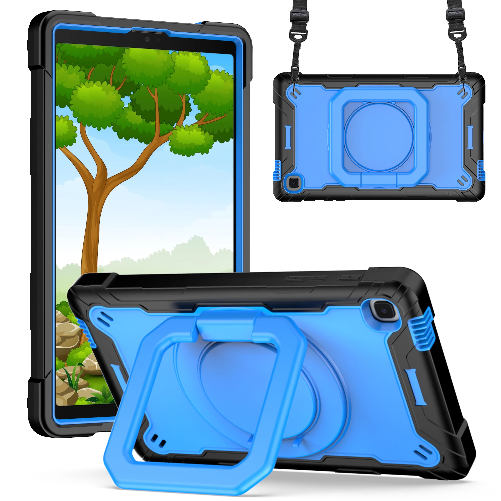 Enhanced Shockproof Tablet Case with 360° Rotatable Stand & Strap