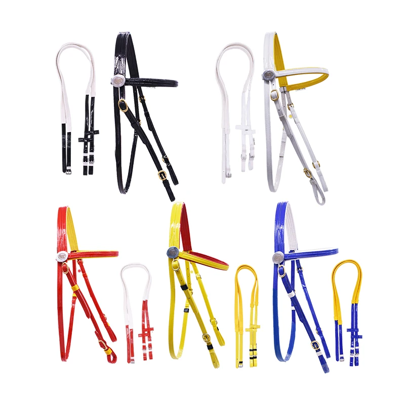 Padded rading Leather Bridle for Horses with EU Inspired Buckle Includes Web Reins with Hand Stops Leather Hors
