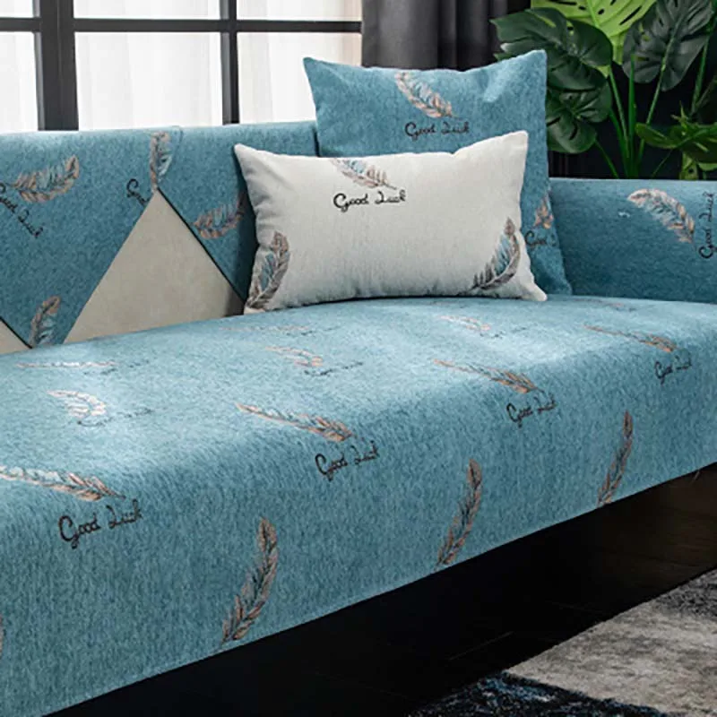 

Chenille Sofa Covers for Living Room Embroidery Sofa Backrest Towel Non-slip Sofa Couch Towel L Shape Corner Sofa Cover