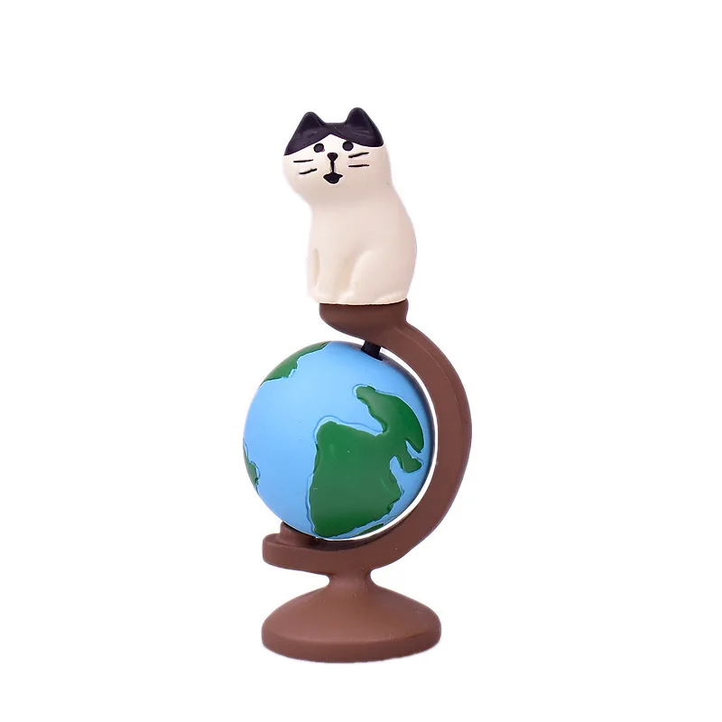 Zakka Japan Cats Signage Globe Creative Small Ornaments Miniature Figurines Resin Craft Toys Collectible Gifts