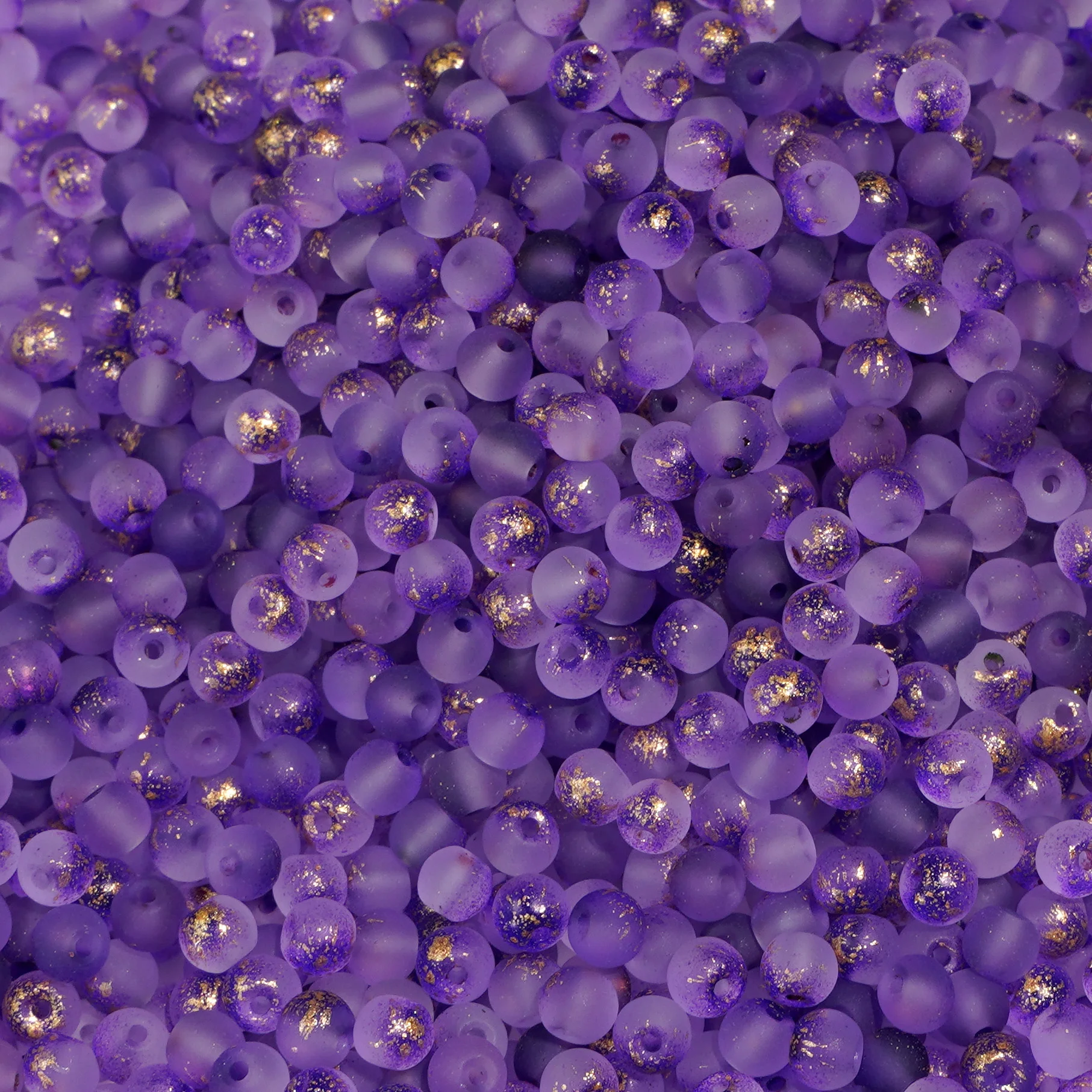 Premium Frosted Gold Splattered Glass Beads for DIY Jewelry - 100Pcs, 4mm