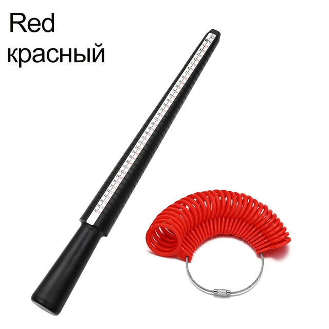 1pcs Professional Jewelry Tools Ring Mandrel Stick Finger Gauge Ring Sizer Measuring UK/US Size For DIY Jewelry Size Tool Sets stick- Red